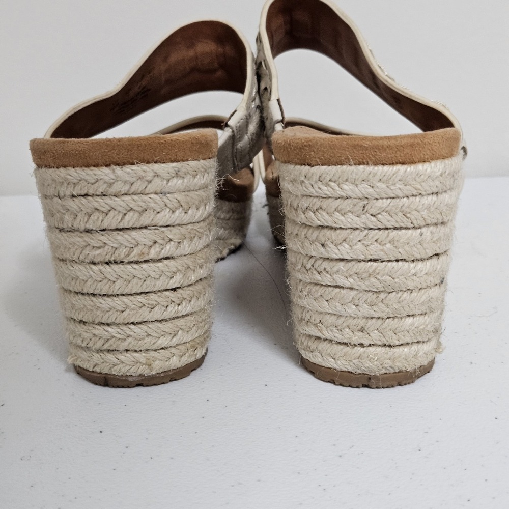 Zodiac Wedge Sandals Women 10 White Poppy Espadrille Slide Leather Platform Boho - Picture 8 of 11